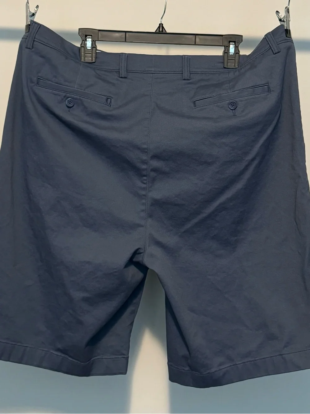 TWO Pairs of Roundtree & Yorke Chino Shorts:  Beige (NWT) Charcoal Blue (good)